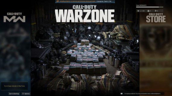 После запуска Call of Duty Warzone на главном экране отобразится информация об установке дополнительных шейдерных пакетов - не прерывайте процесс