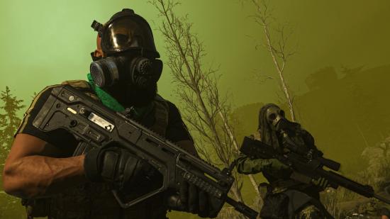 Two Warzone operatives stand in the smoke