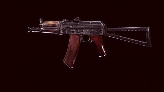 The stock AK-74u from Call of Duty Black Ops Cold War on top of a black background in Call of Duty Warzone